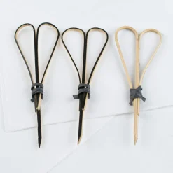 Barstuff Bambusspieße Herzform, beige-schwarz - 9cm (100 Stk.)