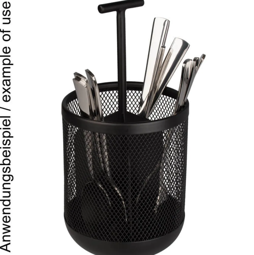 Barstuff Besteckbehälter mit Griff, 3 Fächer, schwarz - 25x12cm