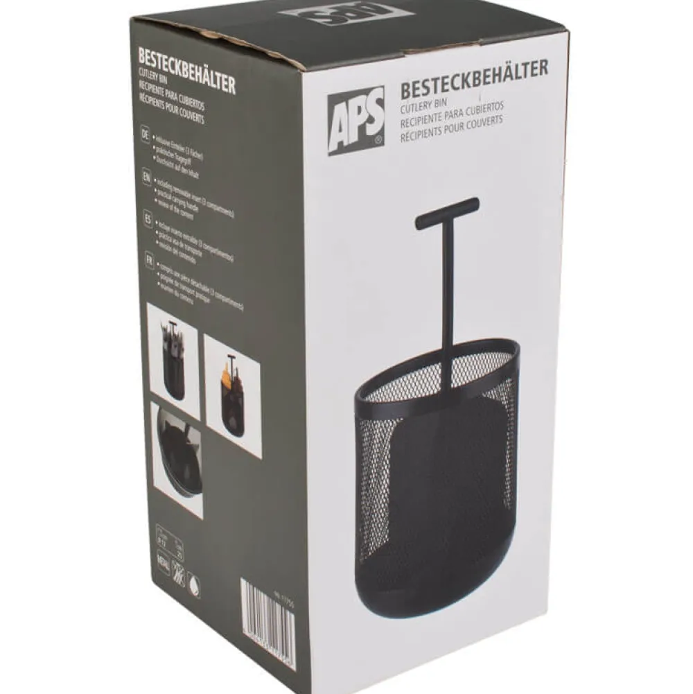 Barstuff Besteckbehälter mit Griff, 3 Fächer, schwarz - 25x12cm