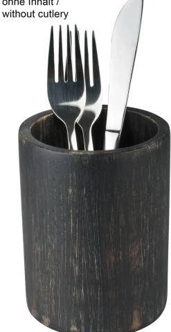 Barstuff Besteckhalter Akazienholz schwarz/washed - 10x13,2cm
