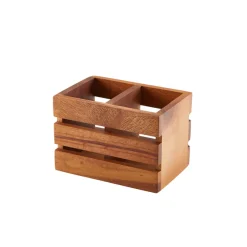 Barstuff Besteckhalter mit 2 Fächern, Akazienholz - 16x11x11cm
