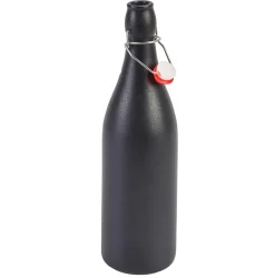Barstuff Bügelflasche Steingut, schwarz - 1,0l (6 Stk.)