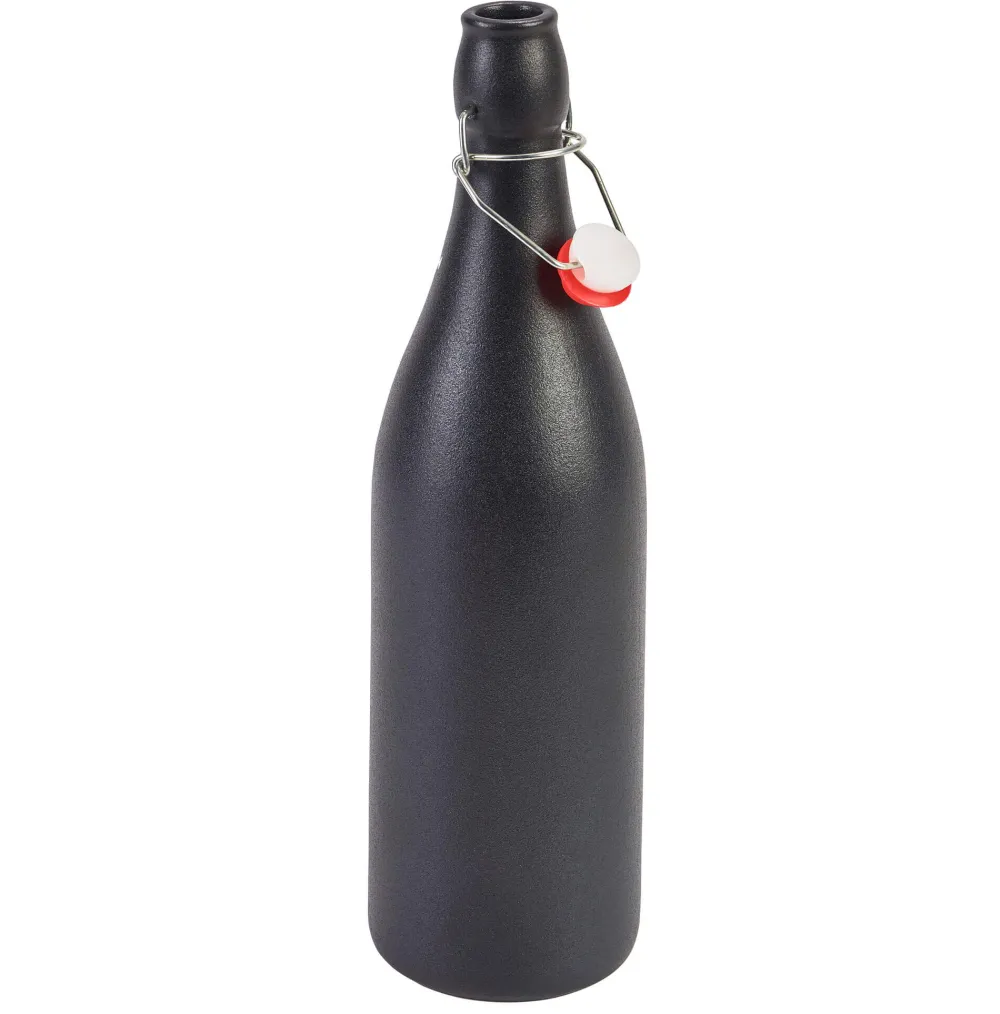 Barstuff Bügelflasche Steingut, schwarz - 1,0l (6 Stk.)