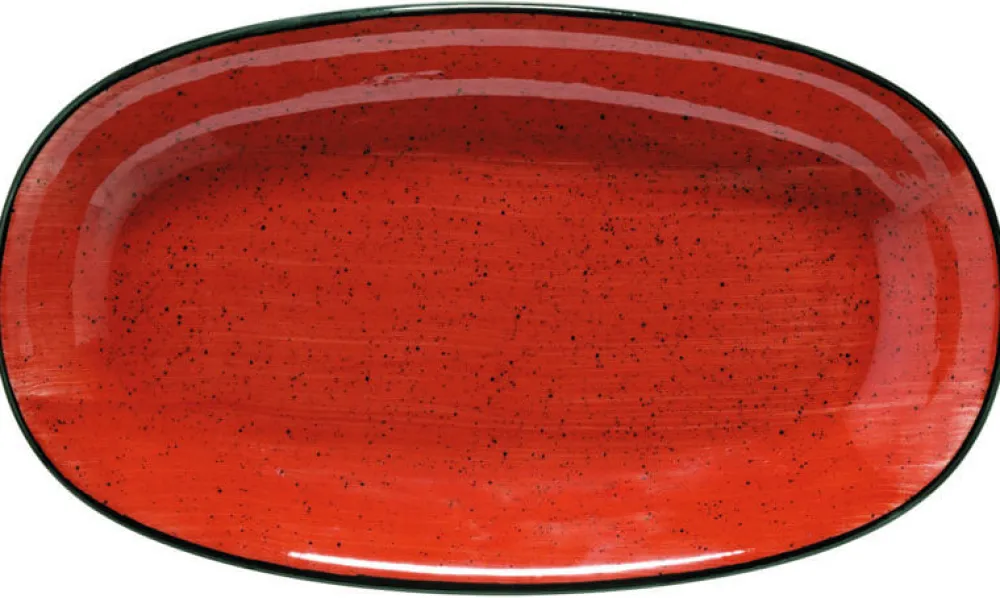 Barstuff Bonna Aura Passion Gourmet Platte oval 24x14cm rot - 12 Stück