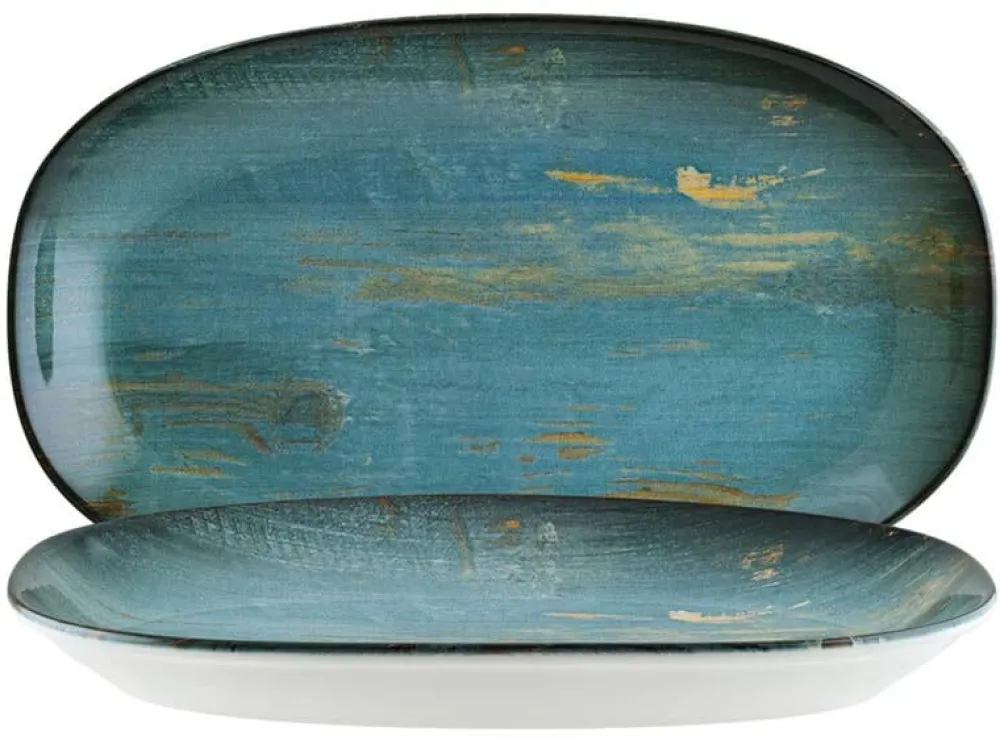 Barstuff Bonna Madera Mint Gourmet Platte oval 19x11cm blau - 12 Stück