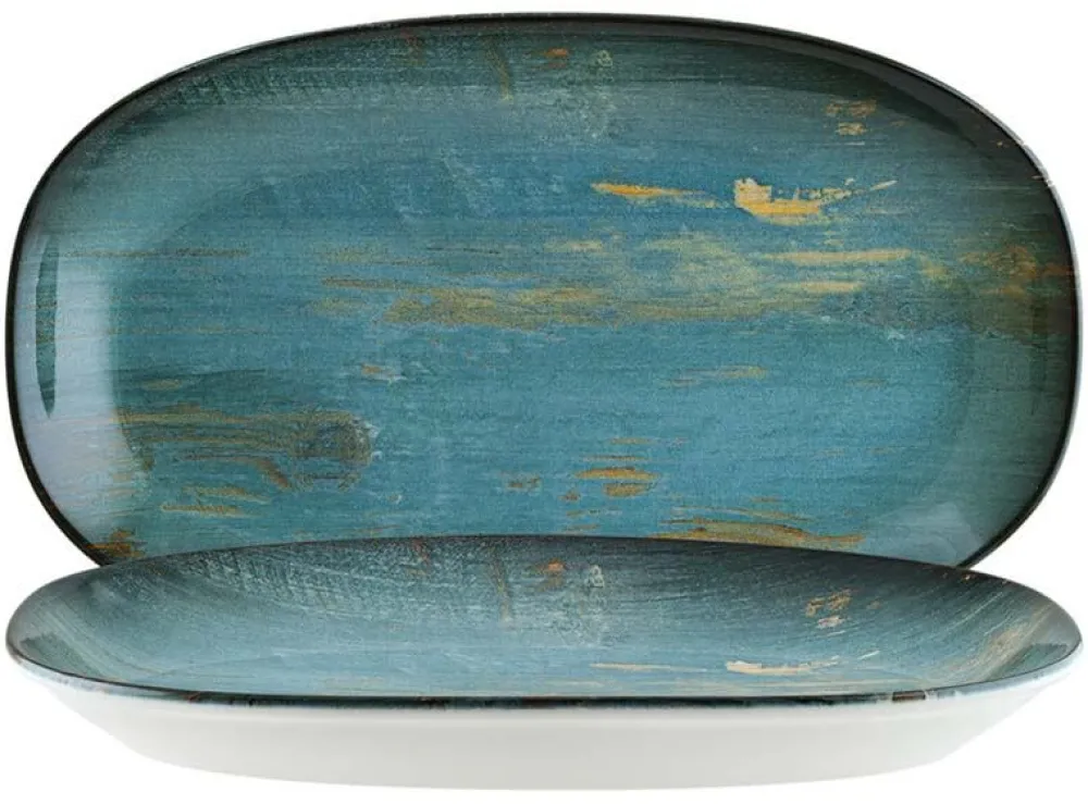 Barstuff Bonna Madera Mint Gourmet Platte oval 15x8,5cm blau - 12 Stück