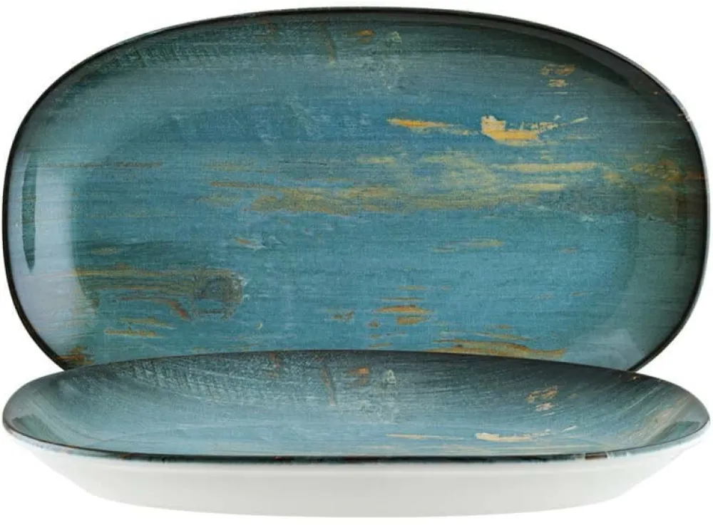 Barstuff Bonna Madera Mint Gourmet Platte oval 24x14cm blau - 12 Stück