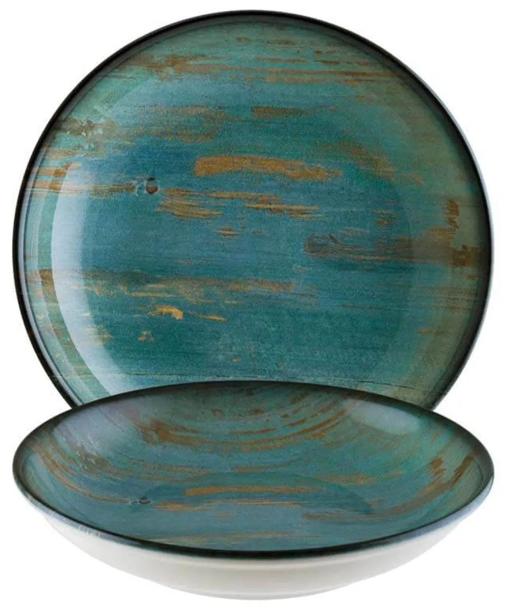 Barstuff Bonna Madera Mint Gourmet Teller tief 20cm blau - 12 Stück