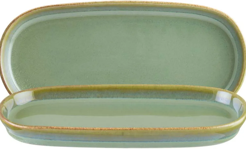 Barstuff Bonna Sage Hygge Platte tief oval 21x10cm grün - 12 Stück