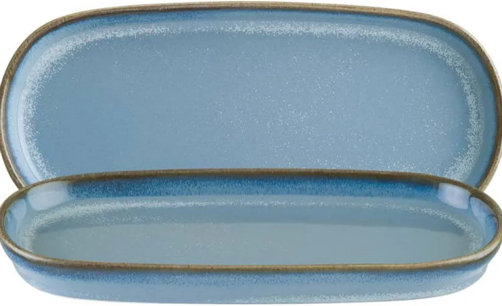 Barstuff Bonna Sky Hygge Platte tief oval 21x10cm blau - 12 Stück