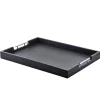 Barstuff Butler-Tablett mit Metallgriffen, Akazienholz schwarz - 65x49x6cm