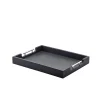 Barstuff Butler-Tablett mit Metallgriffen, Akazienholz schwarz - 50x39,5x6cm