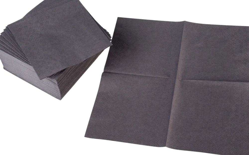Barstuff Cocktailservietten, 24x24cm, 1/4 Falz, 2-lagig - schwarz (300 Stk.)