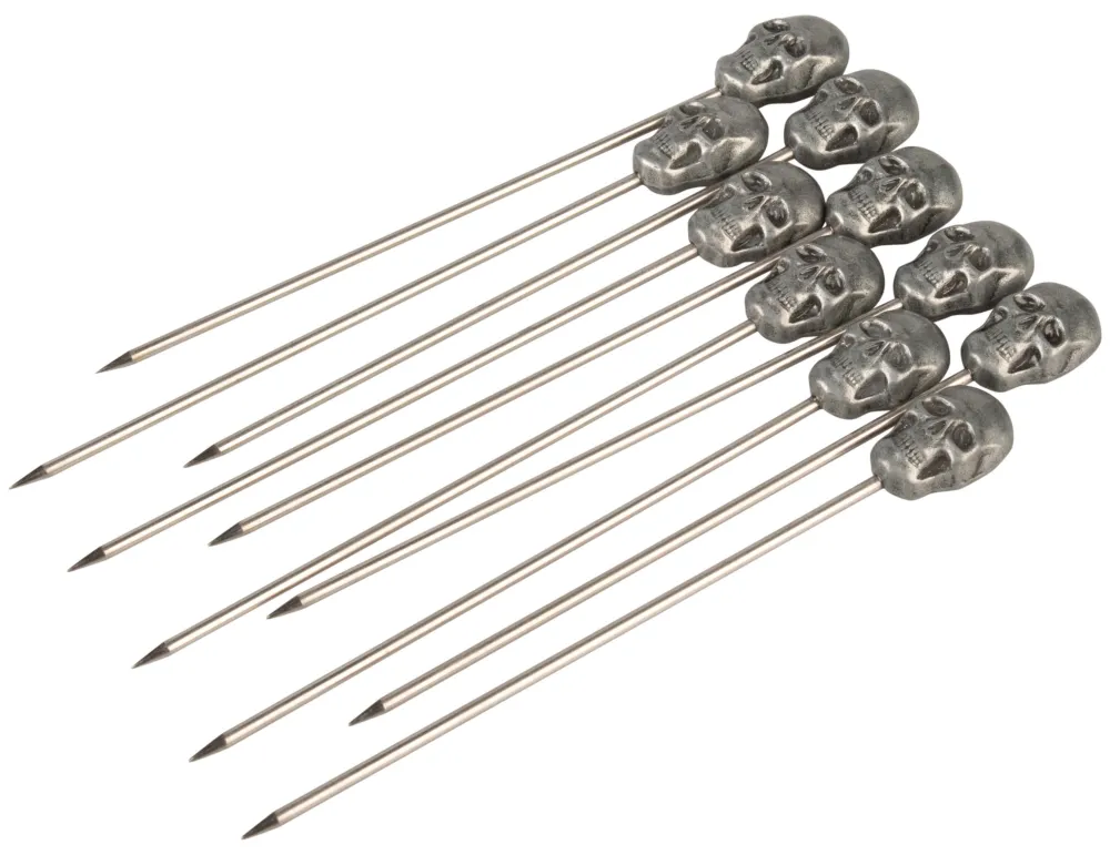 Barstuff Cocktailspieße Skull, Metall - 11,3cm (10 Stk.)