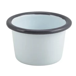 Barstuff Dipschale Emaille 90ml - weiß mit grauem Rand (12 Stk.)