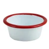 Barstuff Dipschale Emaille 90ml flach - weiß mit rotem Rand (12 Stk.)