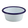 Barstuff Dipschale Emaille 90ml flach - weiß mit blauem Rand