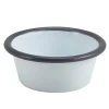 Barstuff Dipschale Emaille 90ml flach - weiß mit grauem Rand (12 Stk.)