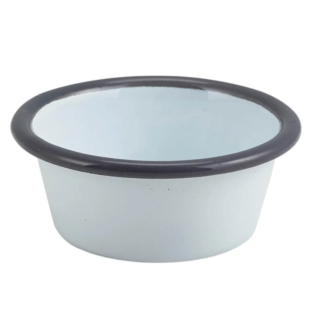 Barstuff Dipschale Emaille 90ml flach - weiß mit grauem Rand (12 Stk.)
