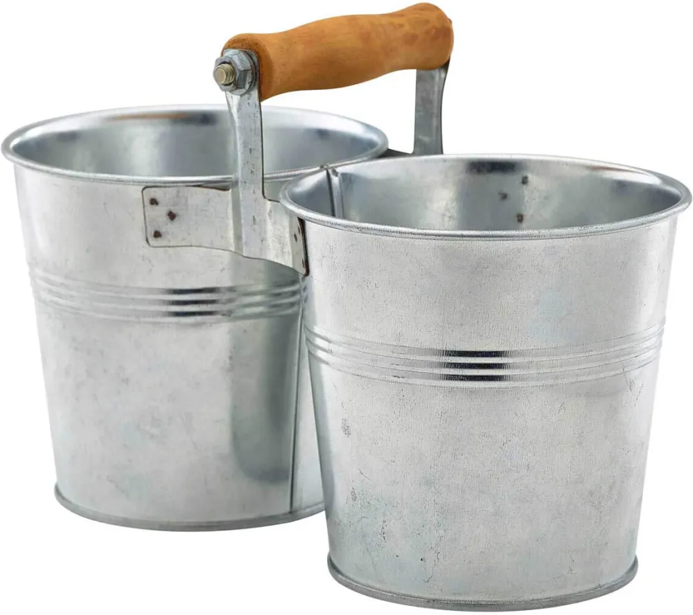 Barstuff Doppeleimer mit Henkel - galvanisierter Stahl