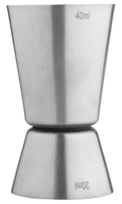 Barstuff Doppelmessbecher, gebürstet - Edelstahl (20/40ml)