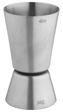 Barstuff Doppelmessbecher, gebürstet - Edelstahl (20/40ml)