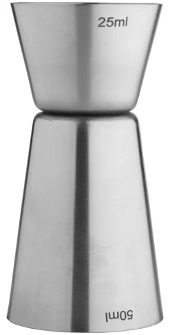 Barstuff Doppelmessbecher, gebürstet - Edelstahl (25/50ml)