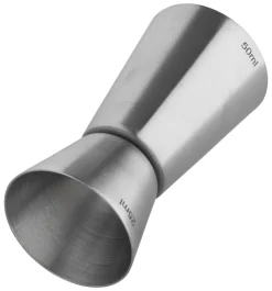 Barstuff Doppelmessbecher, gebürstet - Edelstahl (25/50ml)