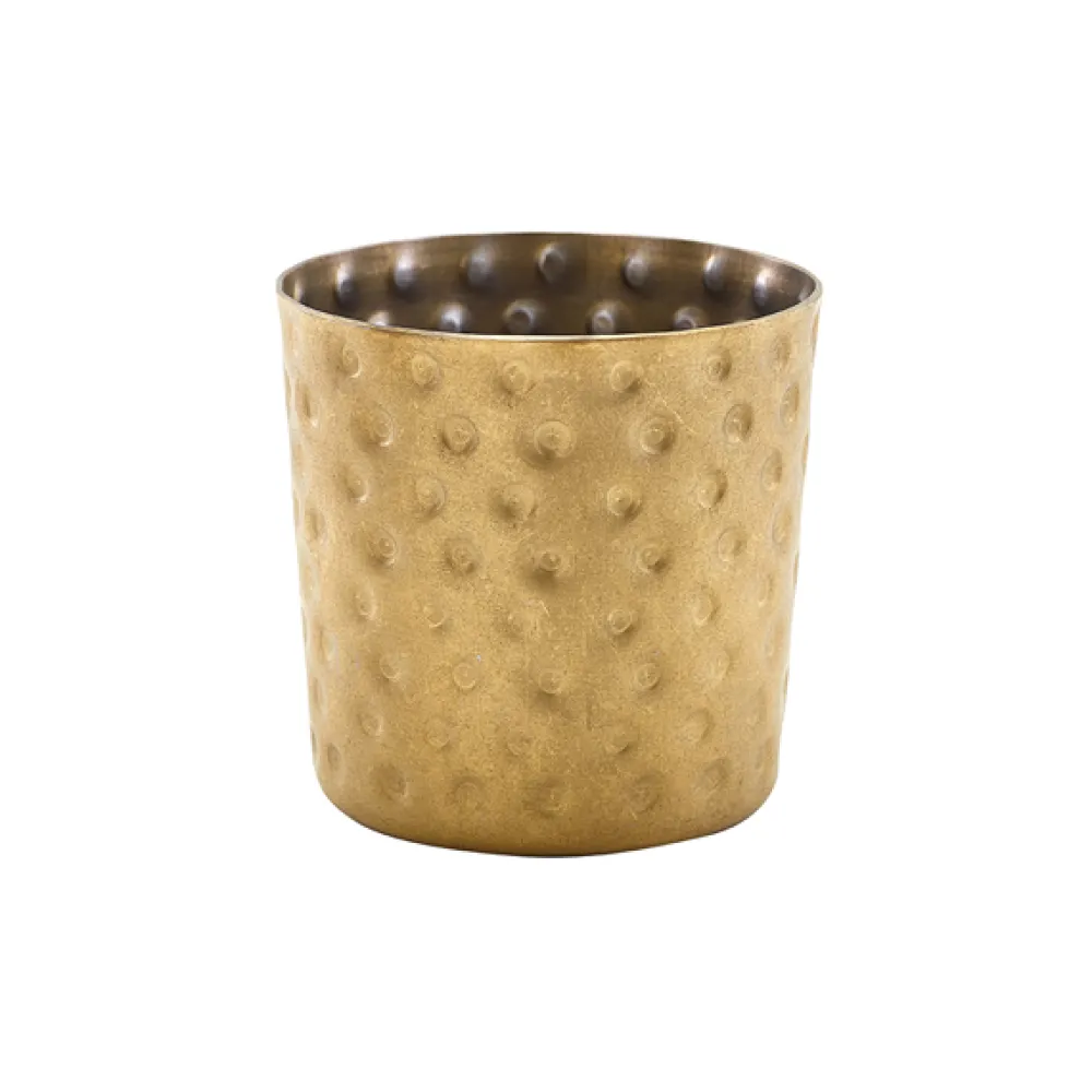 Barstuff Edelstahlbecher / Snackbecher gehämmert vintage goldfarben - 8,5x8,5cm/400ml (12 Stk.)