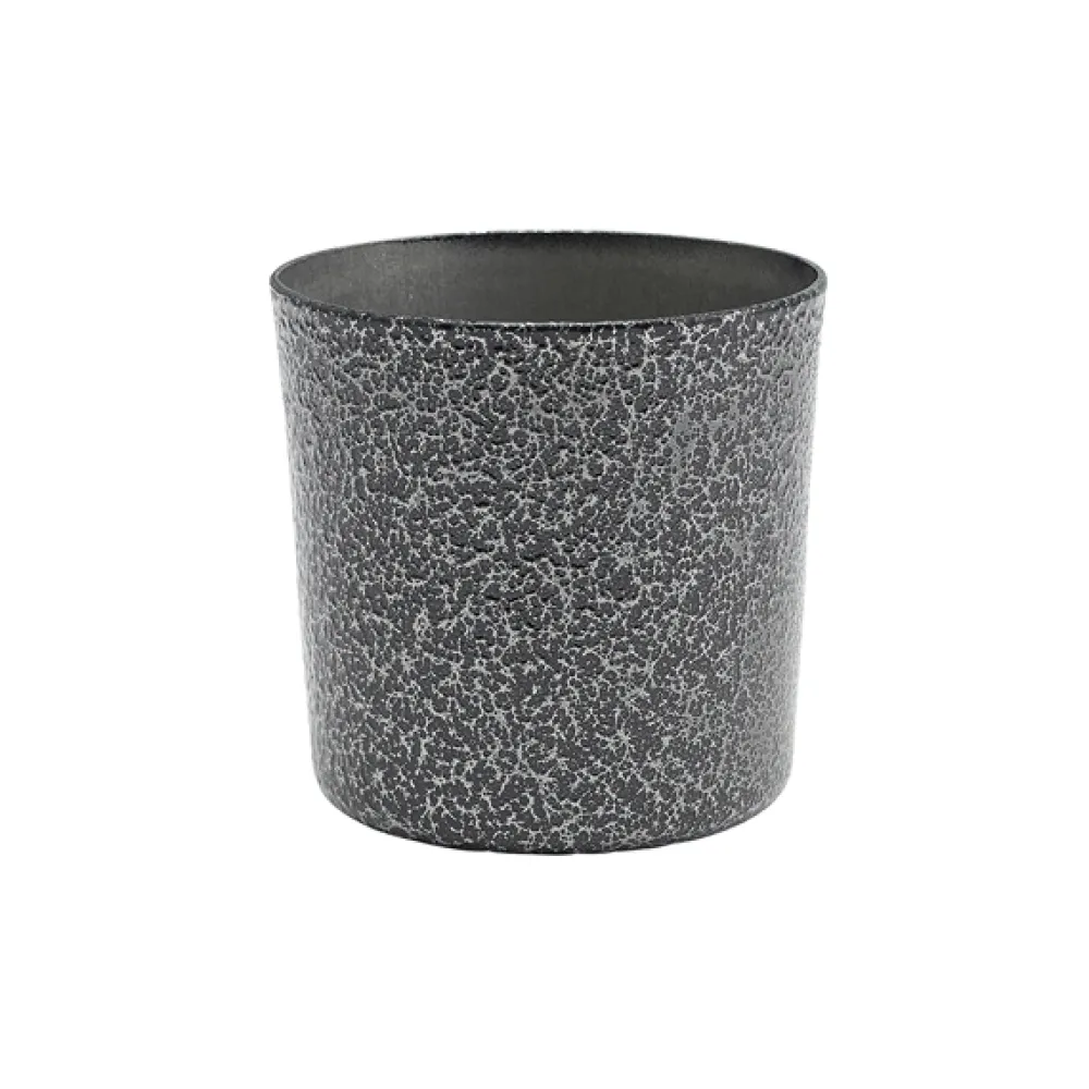Barstuff Edelstahlbecher / Snackbecher Antik-Look silberfarben - 8,5x8,5cm/420ml (12 Stk.)