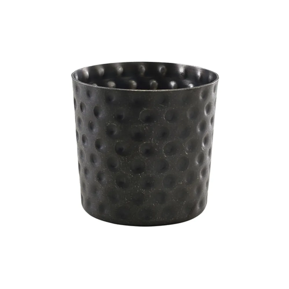 Barstuff Edelstahlbecher / Snackbecher gehämmert vintage schwarz - 8,5x8,5cm/400ml (12 Stk.)
