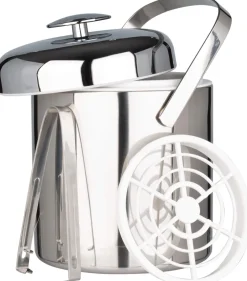 Barstuff Eiseimer Kunststoff PP, silberfarben, mit Zange - 1,3l