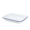 Barstuff Emaille-Auflaufform, weiß mit blauem Rand - 31 x 25 x 5cm