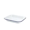 Barstuff Emaille-Auflaufform, weiß mit blauem Rand - 28 x 23 x 4,5 cm