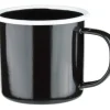 Barstuff Emaille-Becher mit Henkel, schwarz mit weißem Rand - 360ml