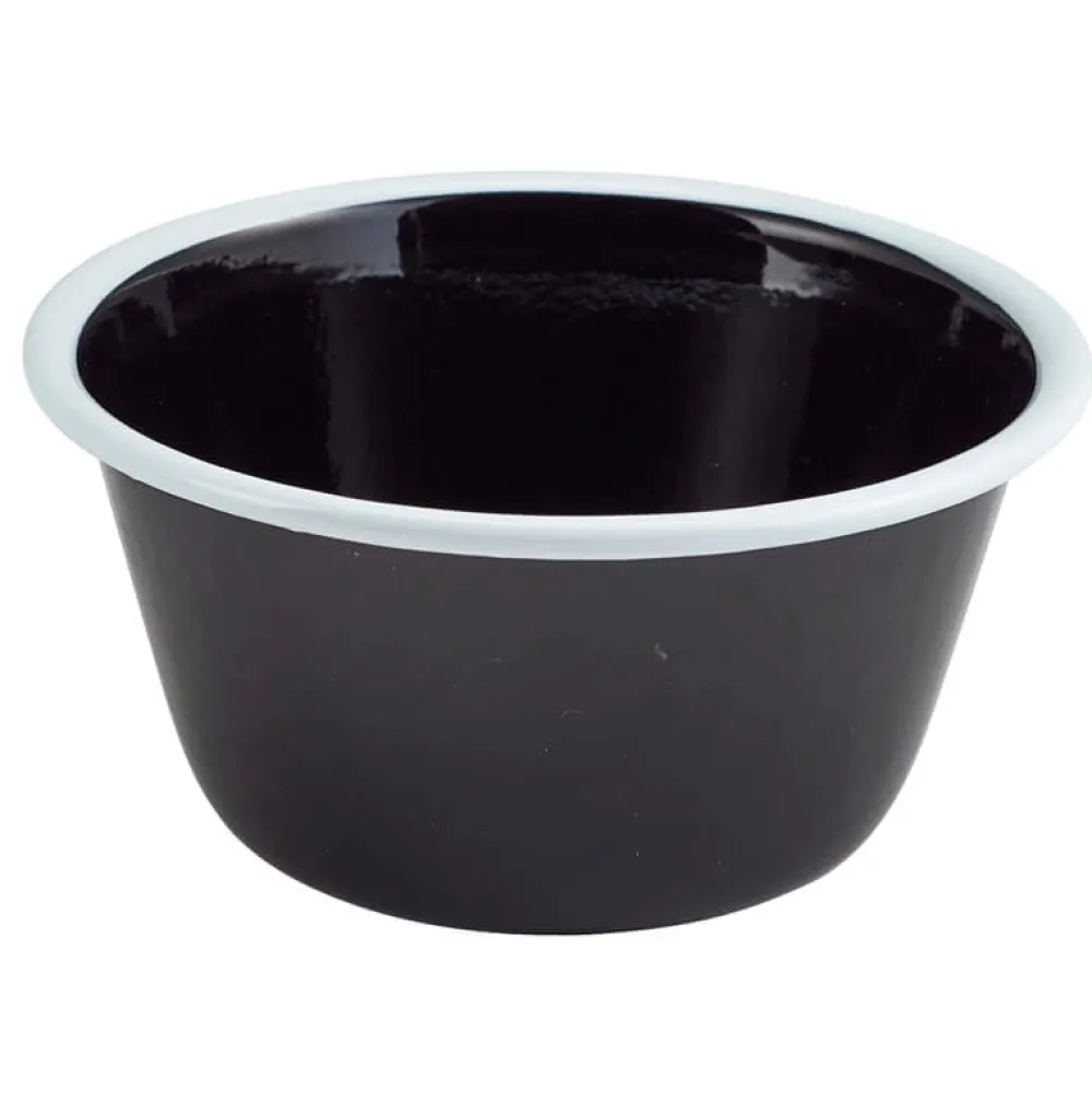 Barstuff Emaille-Schale, schwarz mit weißem Rand - 500ml (12 Stk.)