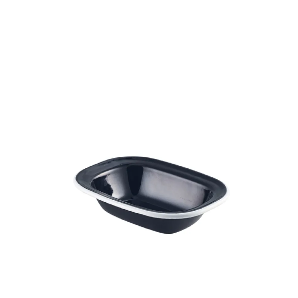 Barstuff Emaille-Schüssel rechteckig, schwarz mit weißem Rand - 16 x 12 x 3,5 cm (12 Stk.)