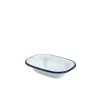 Barstuff Emaille-Schüssel rechteckig, weiß mit blauem Rand - 16x12cm (12 Stk.)