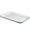 Barstuff Emaille-Serviertablett, weiß mit blauem Rand - 38,2x26,4x2,2cm