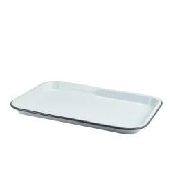 Barstuff Emaille-Serviertablett, weiß mit grauem Rand - 33,5x23,5x2,2cm