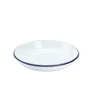 Barstuff Emaille-Teller tief / Pastateller, weiß mit blauem Rand - 24cm
