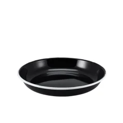 Barstuff Emaille-Teller tief / Pastateller, schwarz mit weißem Rand - 24cm