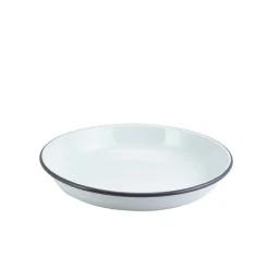 Barstuff Emaille-Teller tief / Pastateller, weiß mit grauem Rand - 24cm