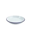 Barstuff Emaille-Teller tief / Pastateller, weiß mit blauem Rand - 20cm