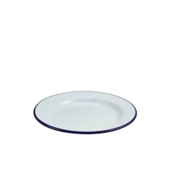 Barstuff Emaille-Teller, weiß mit blauem Rand - 20cm