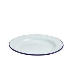 Barstuff Emaille-Teller, weiß mit blauem Rand - 26cm