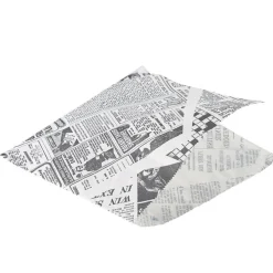 Barstuff Fettdichte Papiertüten, Zeitungsdruck weiß - 17,5x17,5cm (1000 Stk.)