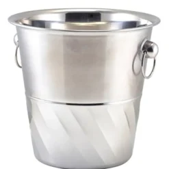 Barstuff Flaschenkühler / Weinkühler, Edelstahl Wirbelmuster, mit Ringgriffen - 20x21cm