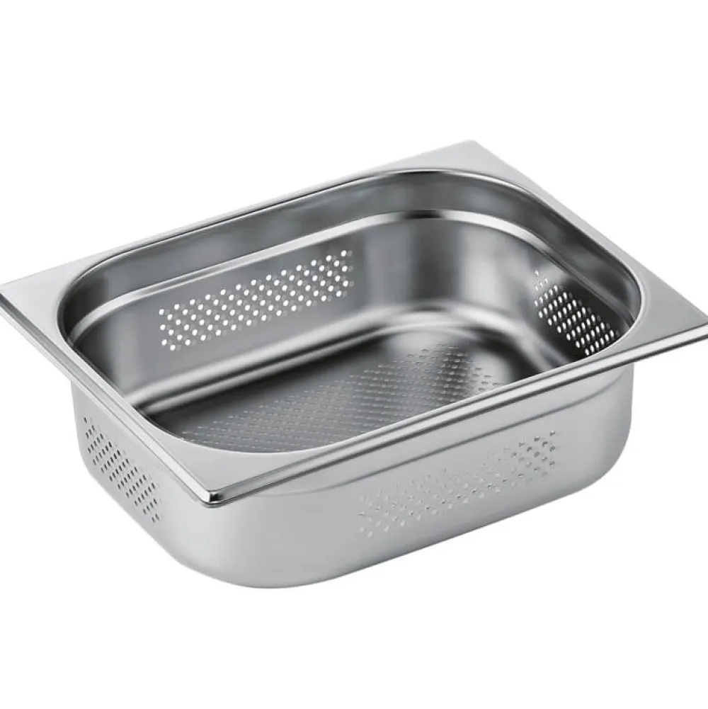Barstuff Gastronormbehälter gelocht 100mm Tiefe - Edelstahl (GN 1/2)