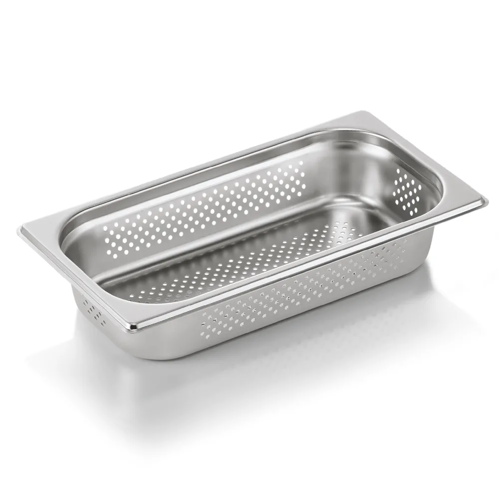 Barstuff GN 1/3 Behälter, mit Seiten- & Bodenlochung, CNS, GN ESSENTIALS - 6,5cm (6 Stk.)